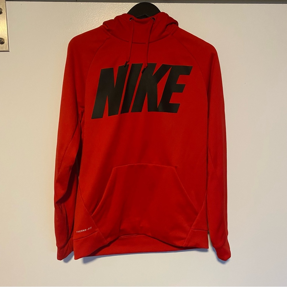 Nike Red Pullover Hoodie with Black Logo